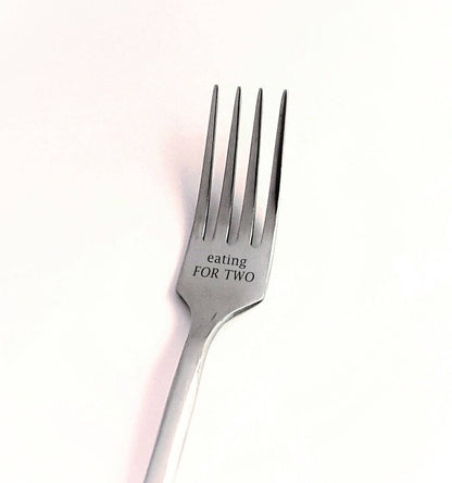 Engraved 'Eating For Two' Fork - Pregnancy Announcement Gift