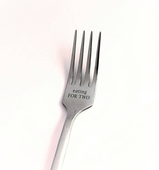 Engraved 'Eating For Two' Fork - Pregnancy Announcement Gift