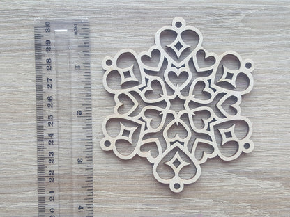 Wooden Snowflake Christmas Ornaments: Laser Cut Birch Decor (Set of 25)
