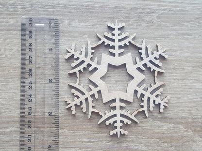 Weihnachtsschmuck aus Holz, Weihnachtsbaumschmuck aus Holz, Schneeflocken-Baumschmuck, lasergeschnittene Schneeflocken-Baumspielzeug-Set