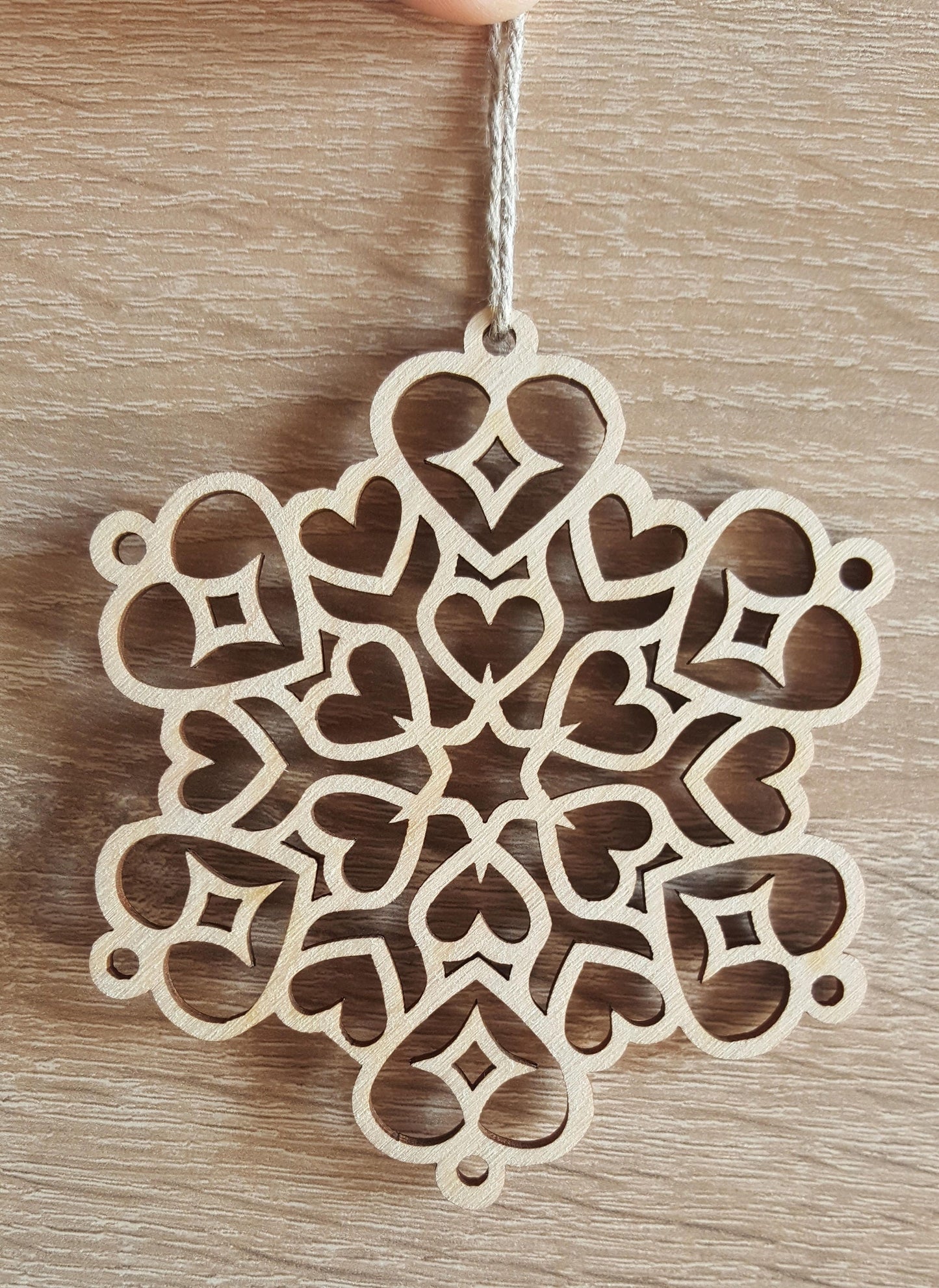 Wooden Snowflake Christmas Ornaments: Laser Cut Birch Decor (Set of 25)