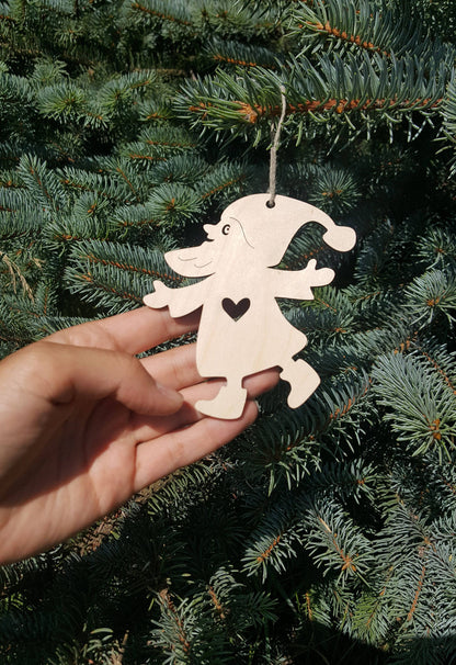 Holzformen zum Basteln, unfertige, lasergeschnittene Märchenrohlinge, Weihnachtsbaumzwerg-Ornament, Weihnachtswichtel-Dekoration, bereit zum Bemalen