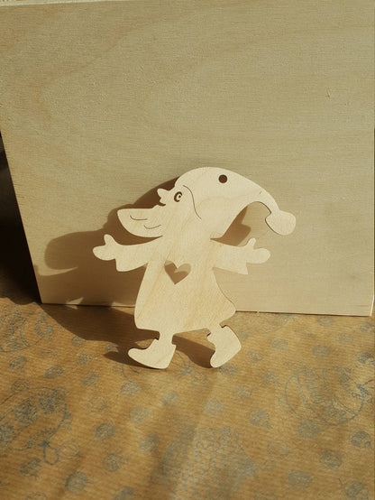 Holzformen zum Basteln, unfertige, lasergeschnittene Märchenrohlinge, Weihnachtsbaumzwerg-Ornament, Weihnachtswichtel-Dekoration, bereit zum Bemalen