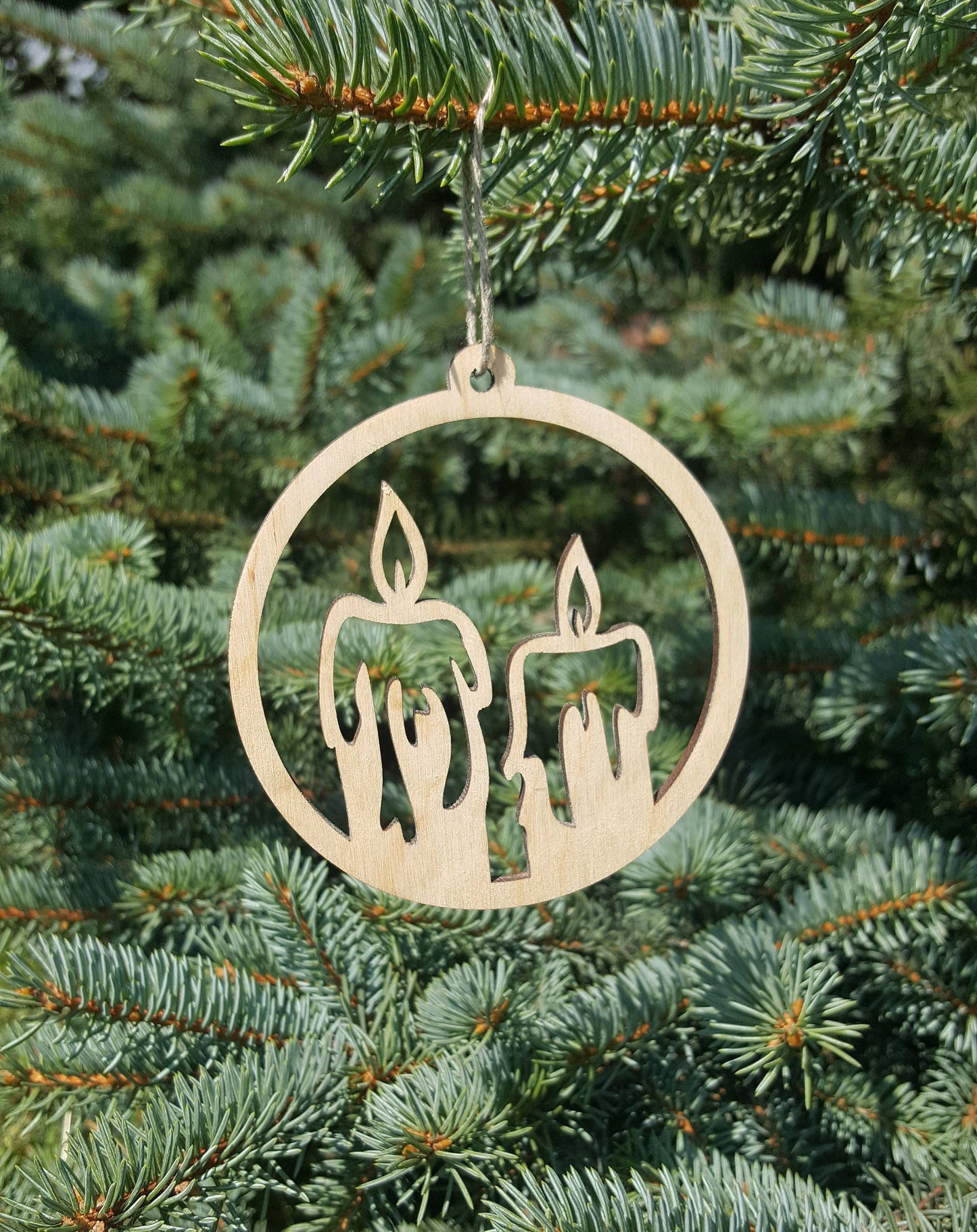 Laser Cut Wood Christmas Ornament: Candle Decoration