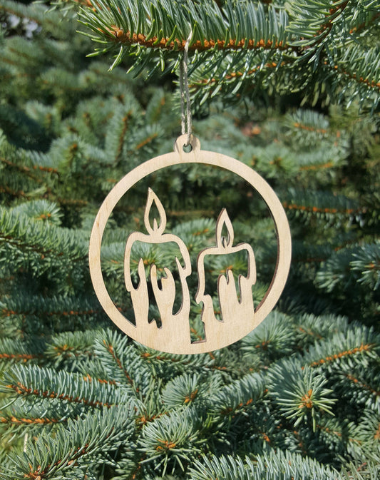 Laser Cut Wood Christmas Ornament: Candle Decoration