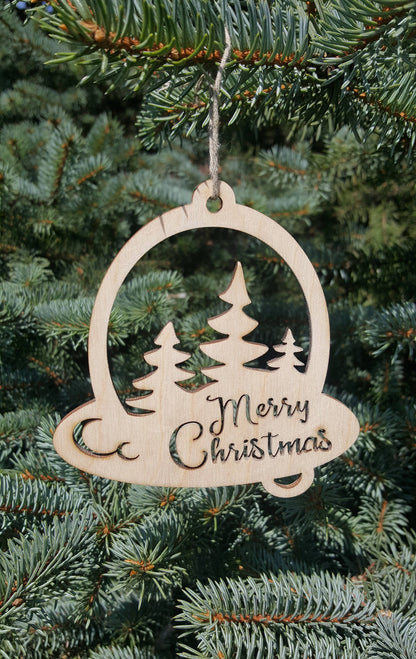 Laser Cut Wood Christmas Ornament: Merry Christmas Tree Sign