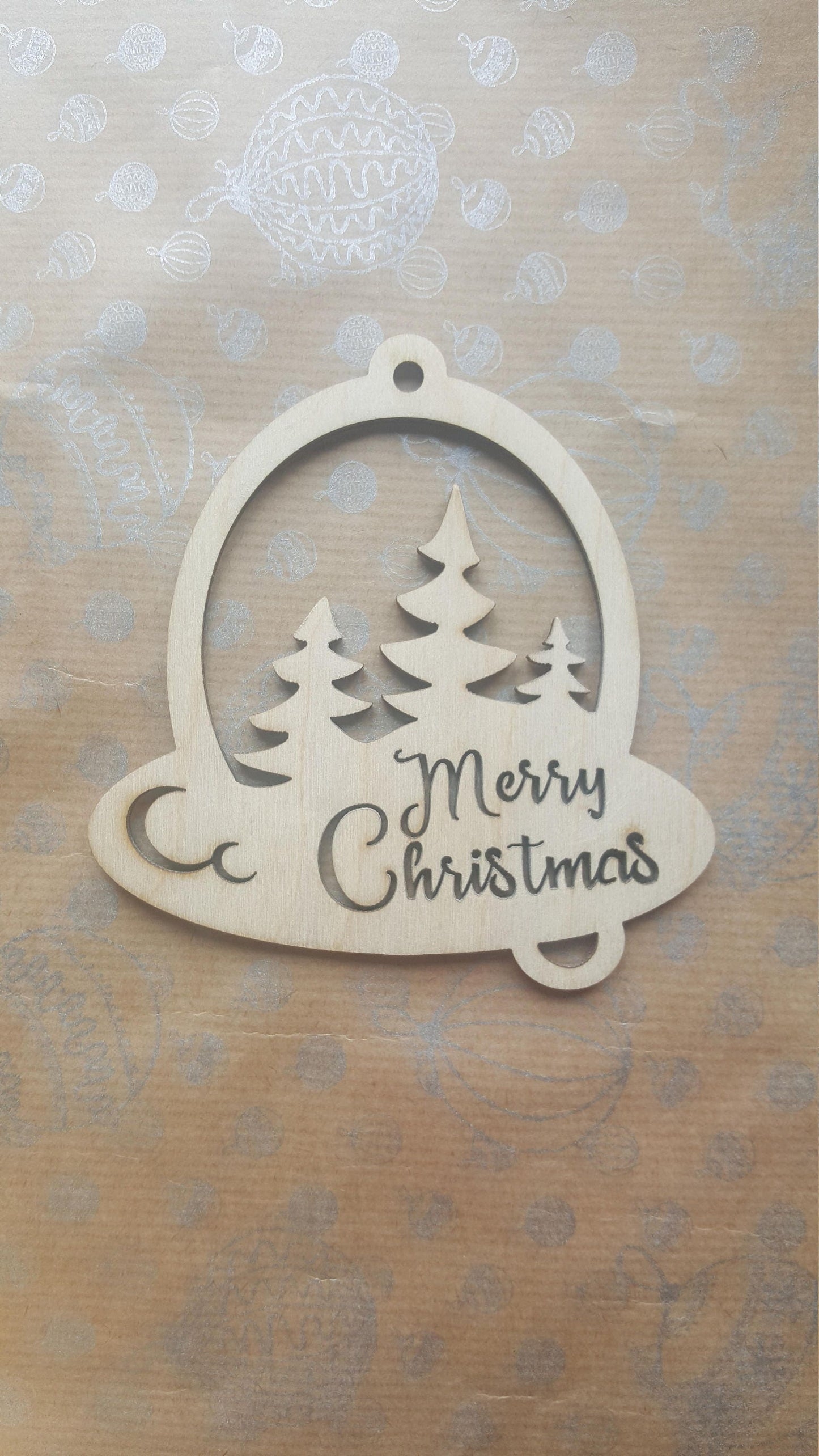 Laser Cut Wood Christmas Ornament: Merry Christmas Tree Sign