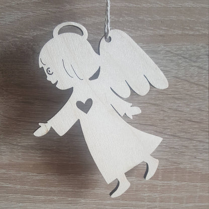 Laser Cut Wood Christmas Ornaments: Gnome, Angel, Deer, Tree - Set of 4