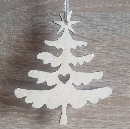 Laser Cut Wood Christmas Ornaments: Gnome, Angel, Deer, Tree - Set of 4