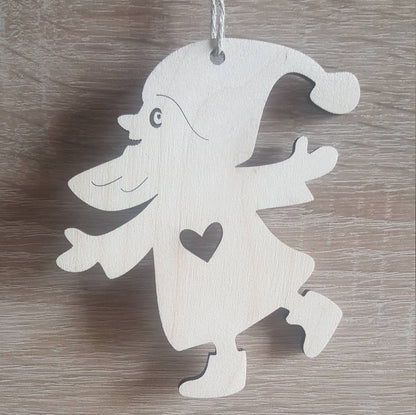 Laser Cut Wood Christmas Ornaments: Gnome, Angel, Deer, Tree - Set of 4
