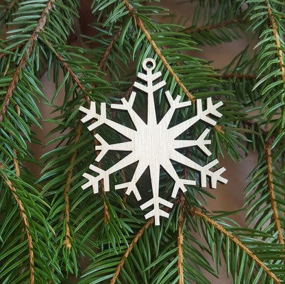 Laser Cut Wooden Snowflake Christmas Ornaments - Set of 12