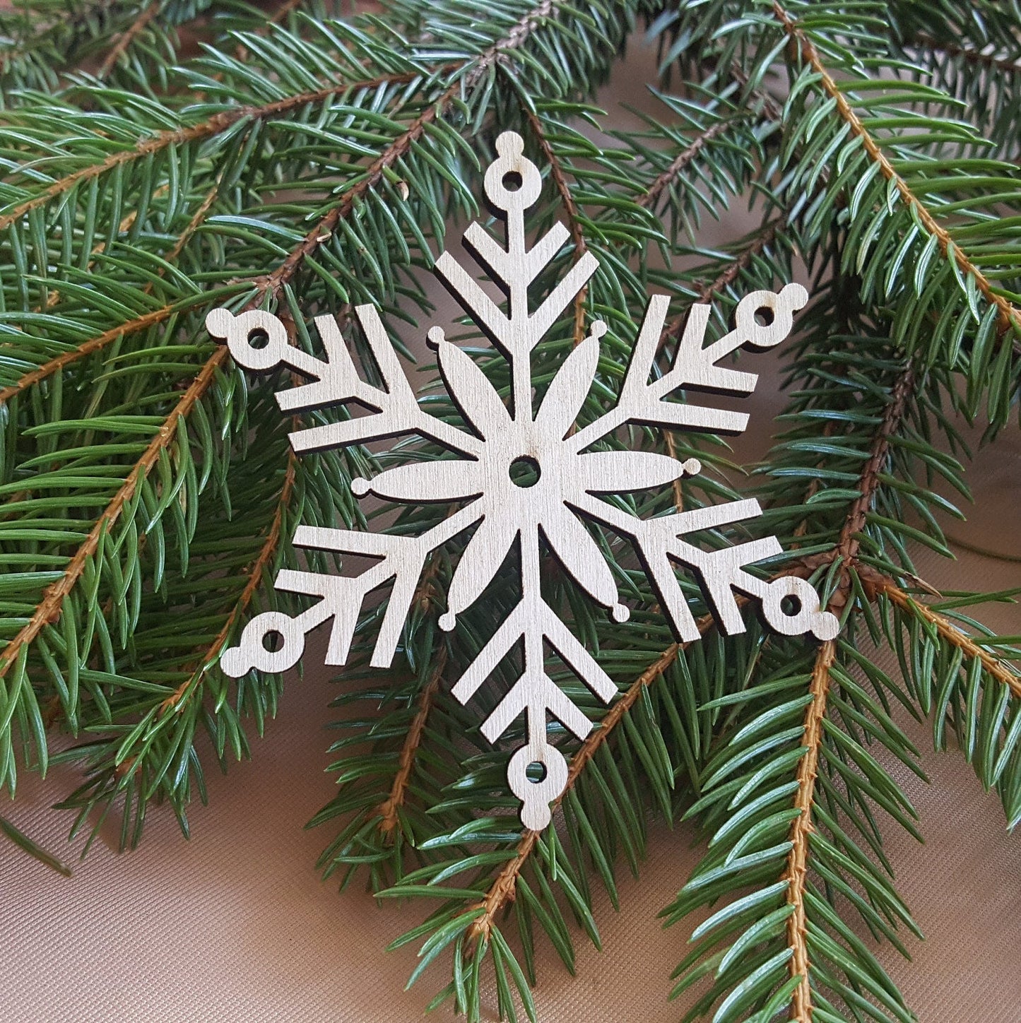 Laser Cut Wooden Snowflake Christmas Ornaments - Set of 12