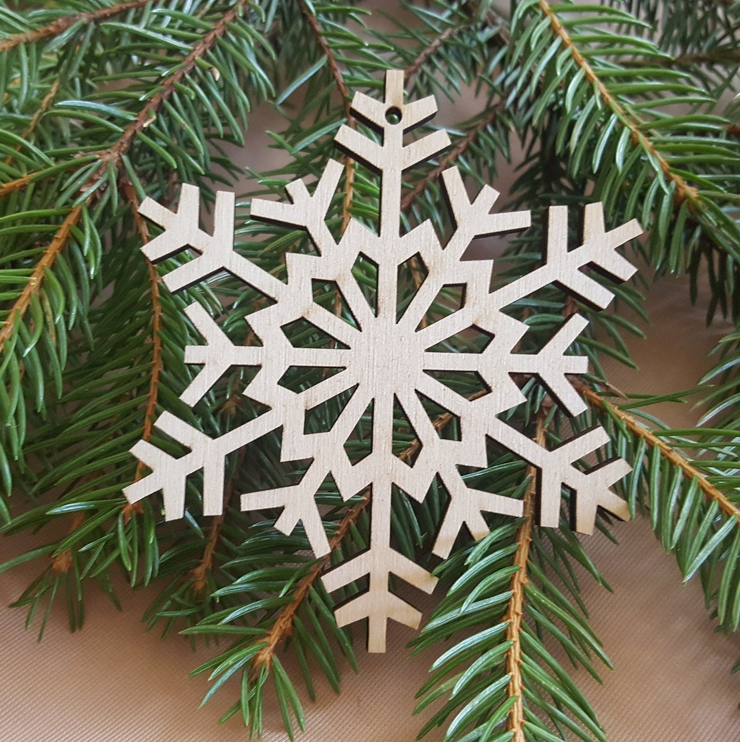 Laser Cut Wooden Snowflake Christmas Ornaments - Set of 12
