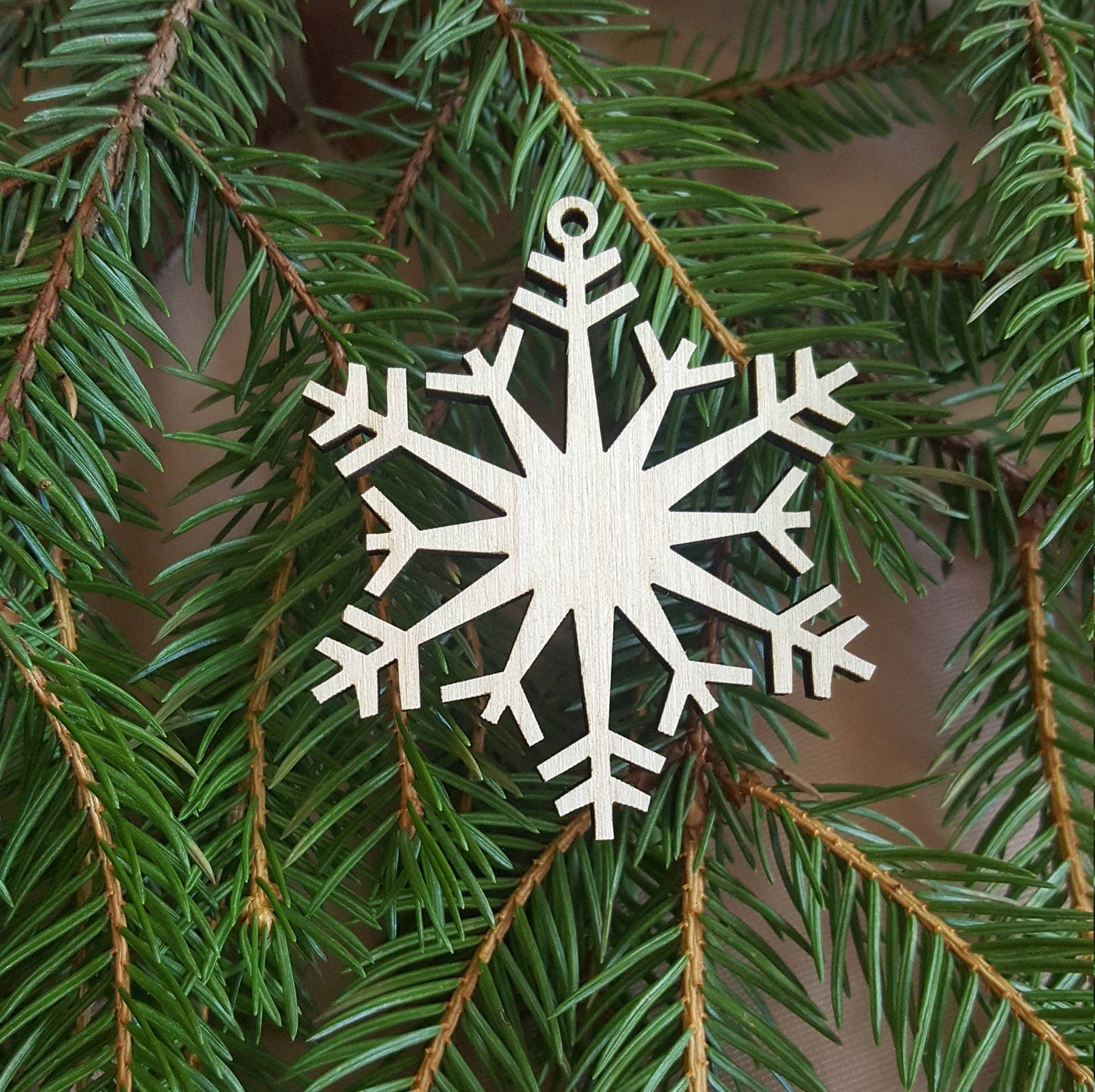 Laser Cut Wood Snowflake Ornaments: Christmas Holiday Decor, Set of 9