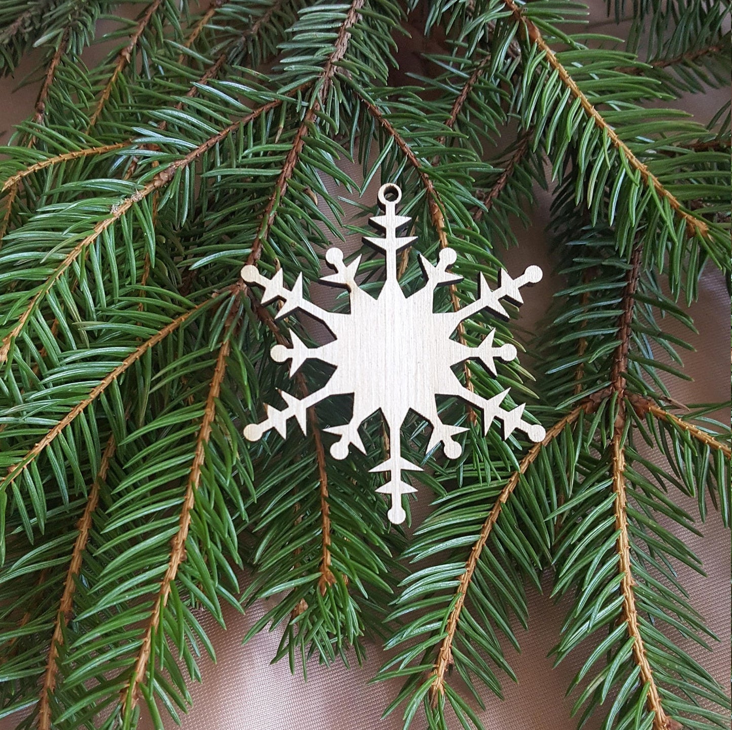 Laser Cut Wood Snowflake Ornaments: Christmas Holiday Decor, Set of 9