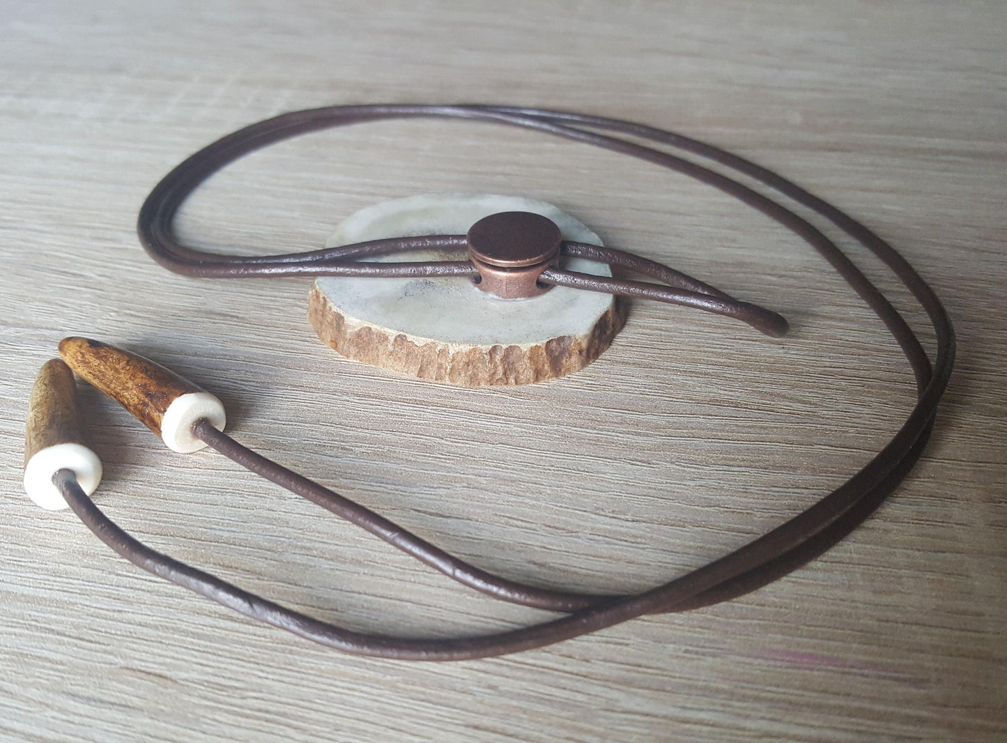 Custom Initial Bolo Tie: Engraved Deer Horn Western Necklace