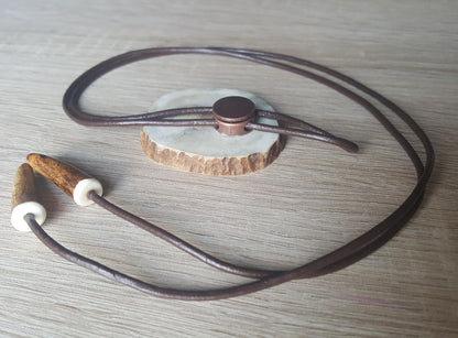 Custom Initial Bolo Tie: Engraved Deer Horn Western Necklace