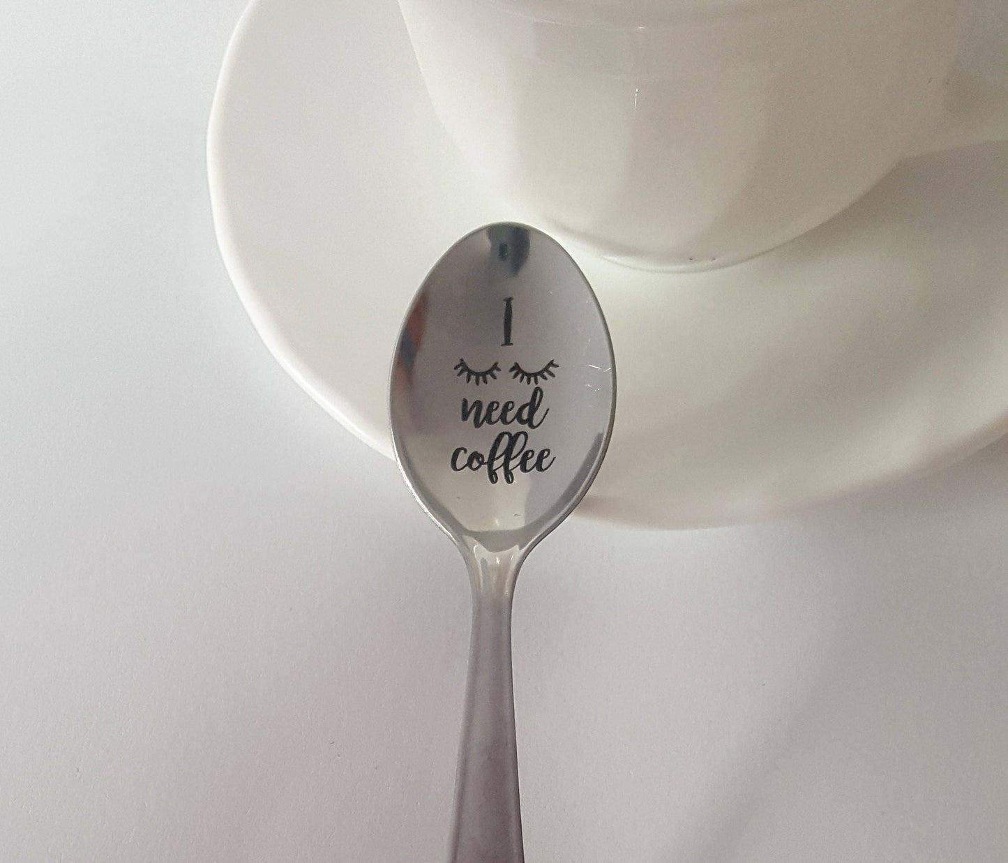 Engraved Spoon: I Need Coffee - Funny Gift for Coffee Lover