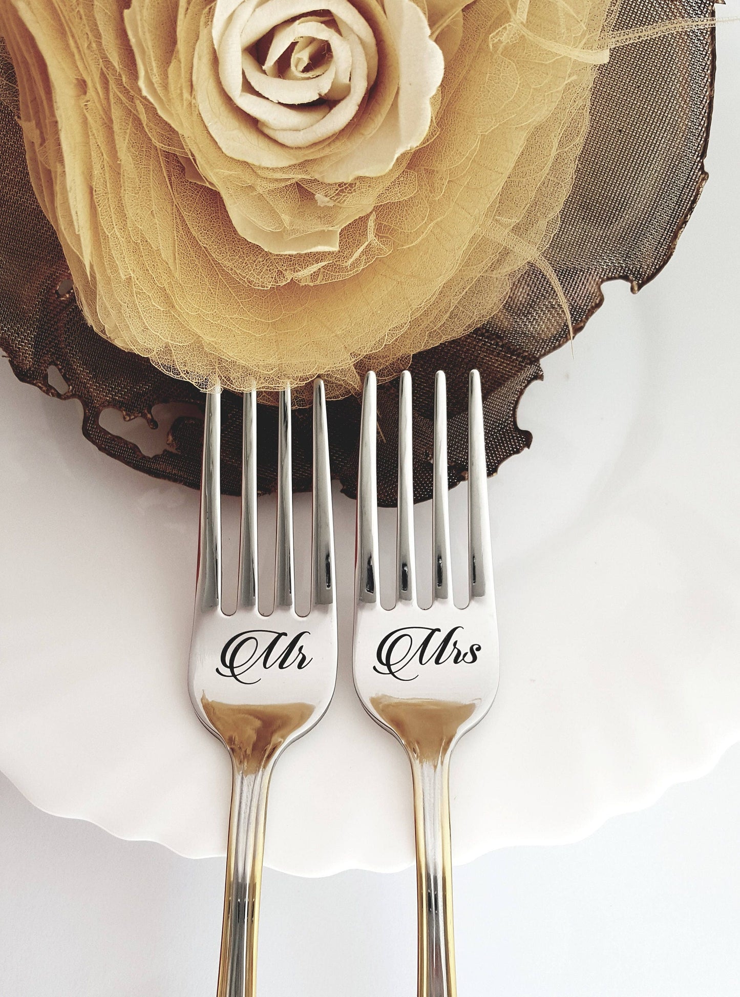 Personalized Wedding Forks: Engraved Mr. & Mrs. Dining Set
