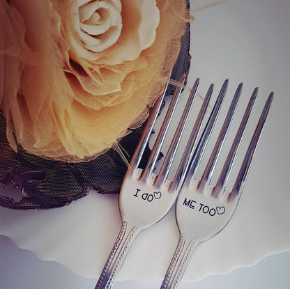 Engraved Wedding Forks: I Do, Me Too - Bridal Shower Gift