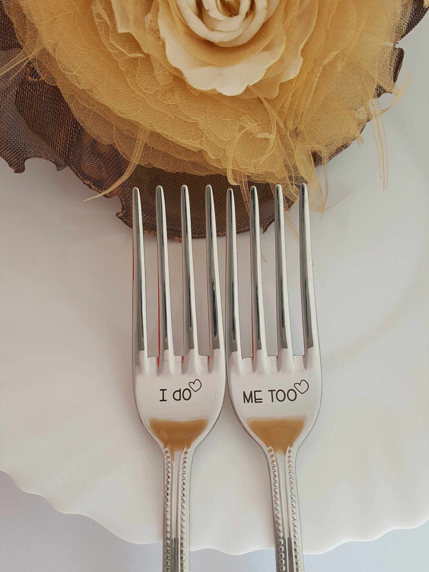 Engraved Wedding Forks: I Do, Me Too - Bridal Shower Gift
