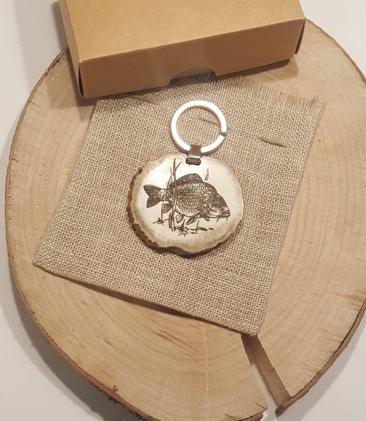 Engraved Fish Keychain: Personalized Deer Horn Nautical Gift