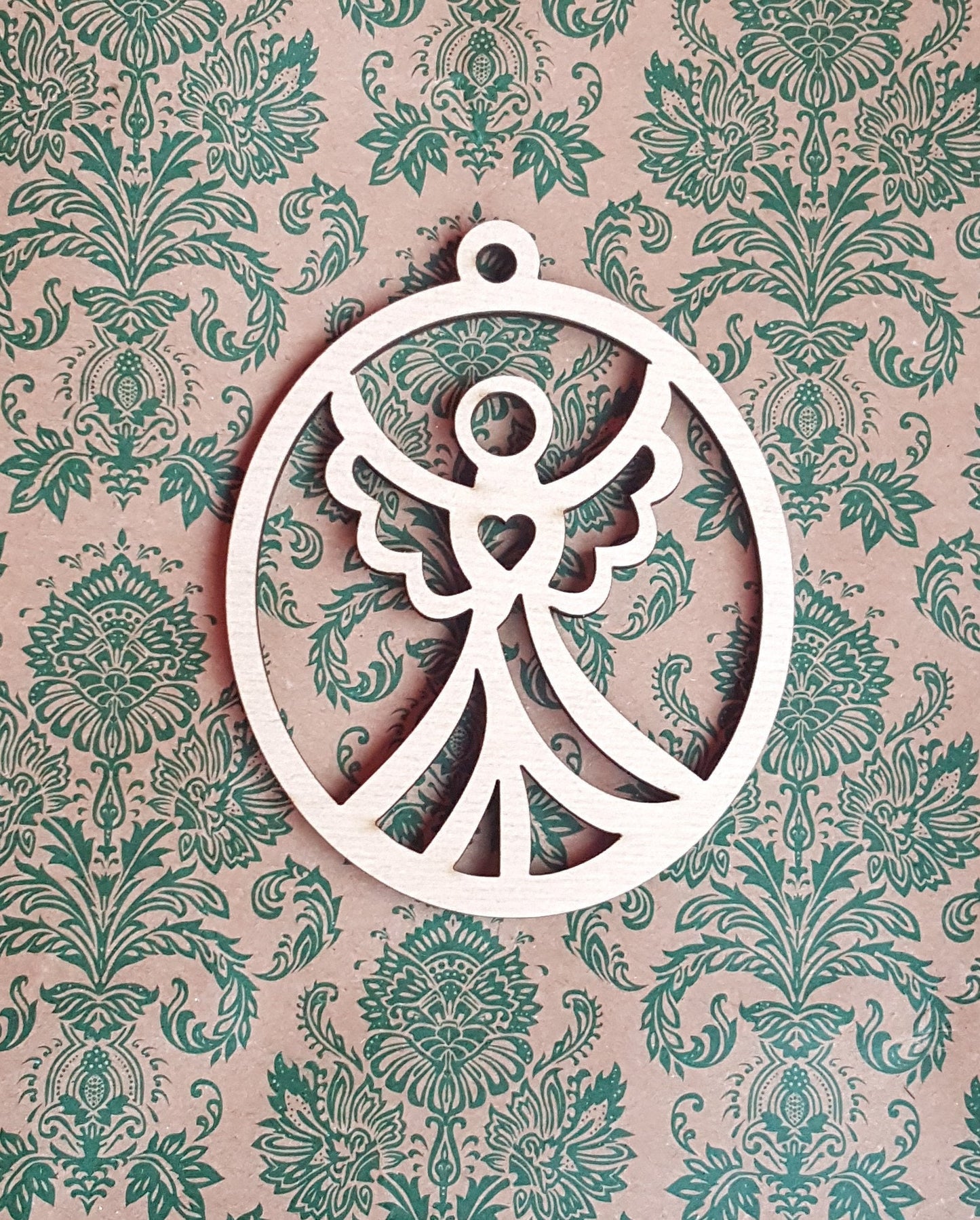 Laser Cut Wood Angel Ornament: Rustic Christmas Tree Decoration