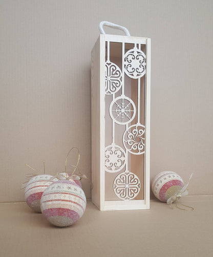 Engraved Christmas Wine Box: Laser Cut Wood Gift Case
