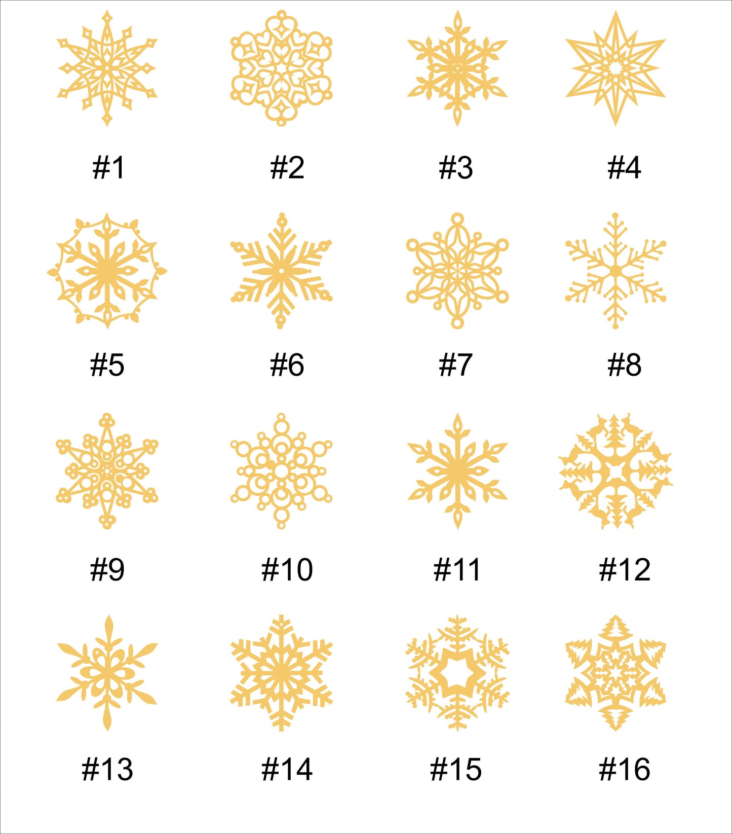 Laser Cut Wooden Snowflake Christmas Ornaments - Set of 12