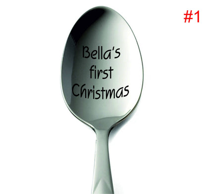 Baby First Christmas Gift Babys Spoon Custom Silverware Baby 1St Christmas Present My First Xmas Engraved Holiday Spoon Silver Baby Teaspoon