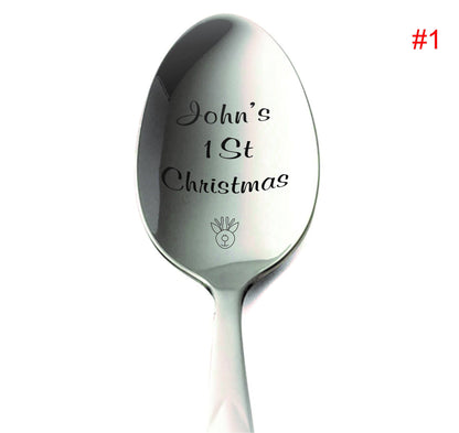 Baby First Christmas Silver Spoon New Baby Christmas Gift Holiday Spoon Engraved Custom Silverware 1St Christmas Present Baby Silver Cutlery