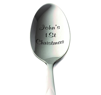 Baby First Christmas Silver Spoon New Baby Christmas Gift Holiday Spoon Engraved Custom Silverware 1St Christmas Present Baby Silver Cutlery