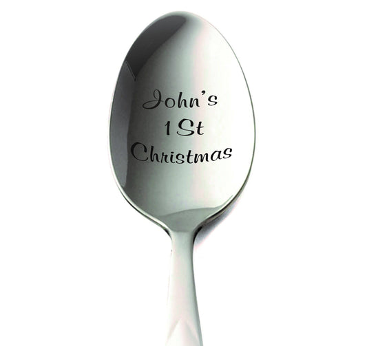 Baby First Christmas Silver Spoon New Baby Christmas Gift Holiday Spoon Engraved Custom Silverware 1St Christmas Present Baby Silver Cutlery