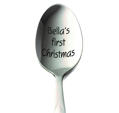 Baby First Christmas Gift Babys Spoon Custom Silverware Baby 1St Christmas Present My First Xmas Engraved Holiday Spoon Silver Baby Teaspoon