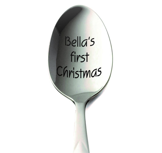 Baby First Christmas Gift Babys Spoon Custom Silverware Baby 1St Christmas Present My First Xmas Engraved Holiday Spoon Silver Baby Teaspoon