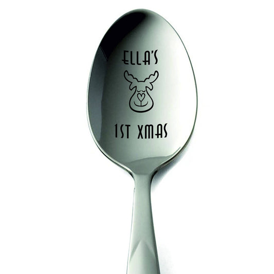 Baby 1st Christmas Gift Personalized Spoon Gift For 1st Year Baby First Xmas Christmas Present For Baby Custom Cutlery First Holiday Gift