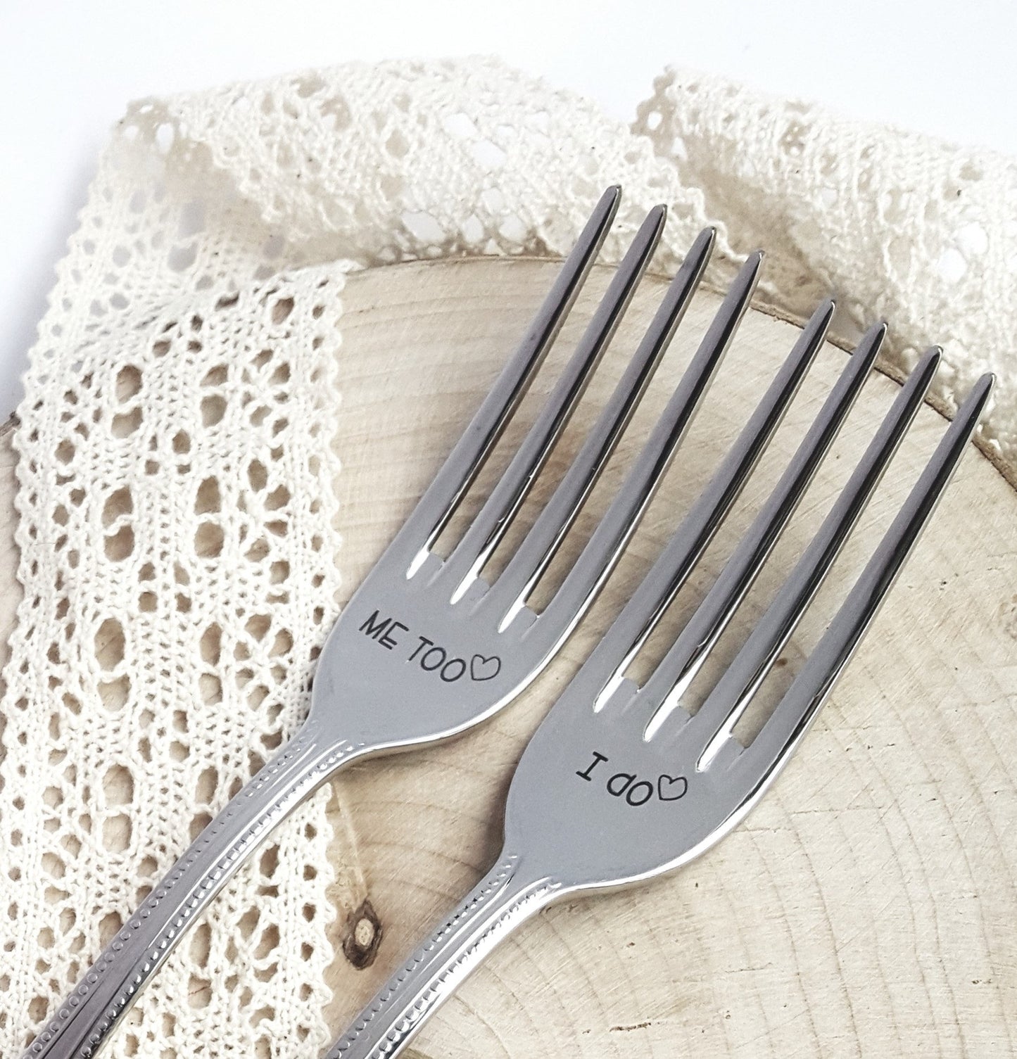 Engraved Wedding Forks: I Do, Me Too - Bridal Shower Gift