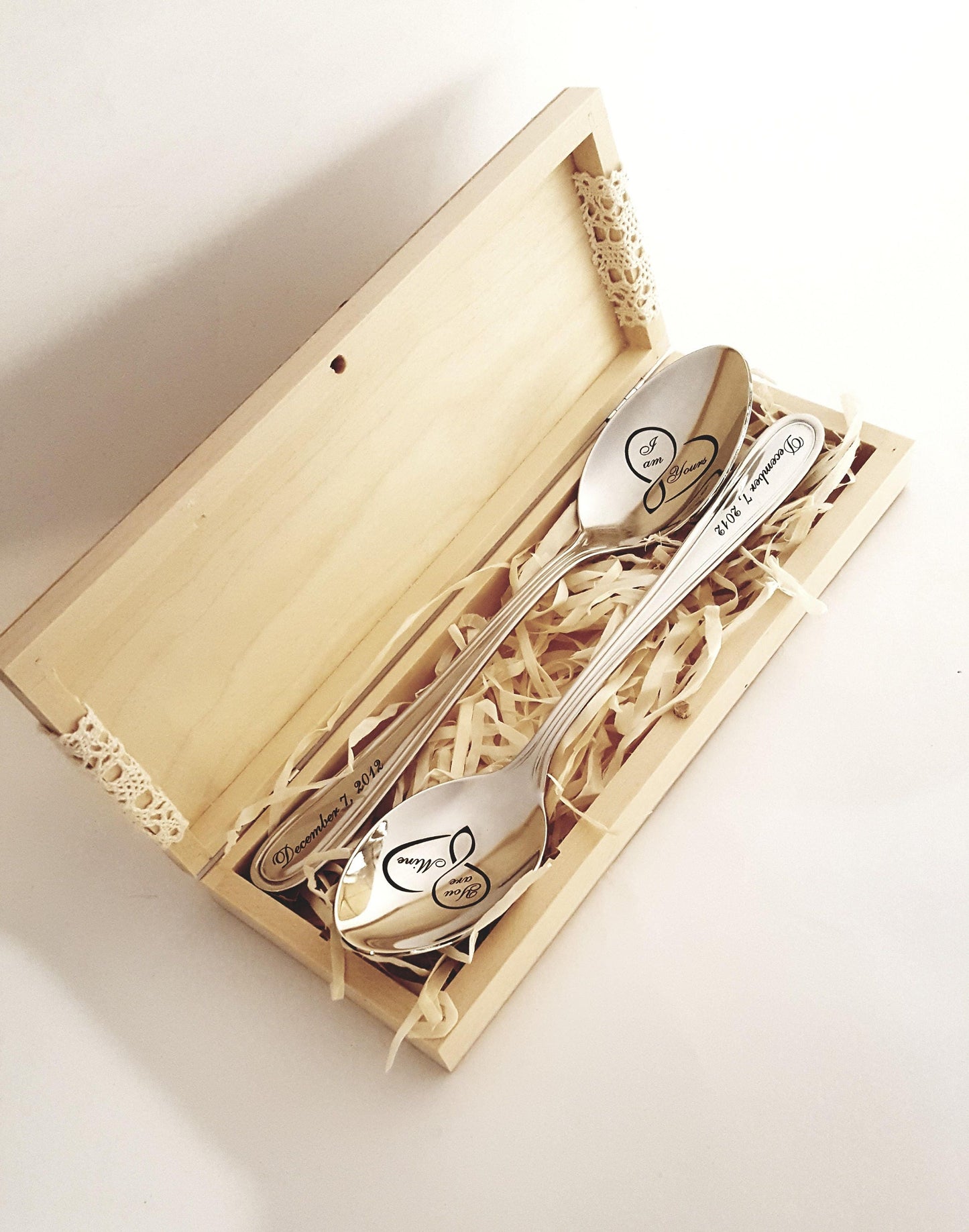 Wedding gift for kitchen, engraved spoons for couple, happy anniversary gift, housewarming present for him and her I'm Yours You are mine