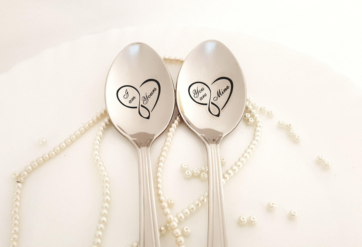 Wedding gift for kitchen, engraved spoons for couple, happy anniversary gift, housewarming present for him and her I'm Yours You are mine