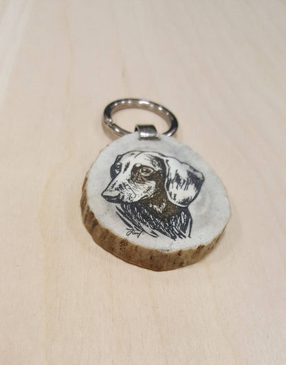 Engraved Sausage Dog Keychain: Deer Horn Pet Lover Gift