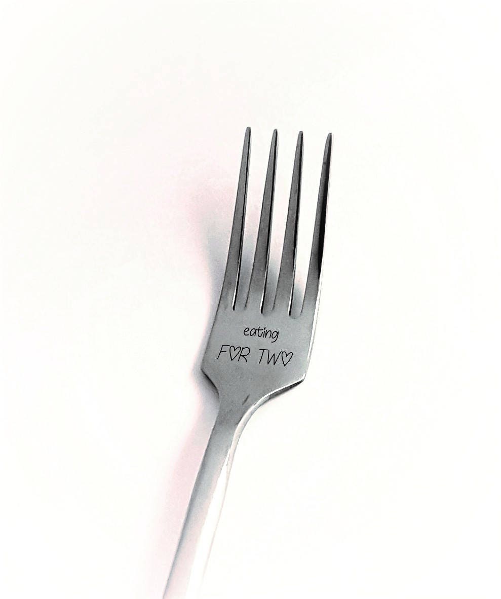 Engraved 'Eating For Two' Fork - Pregnancy Announcement Gift