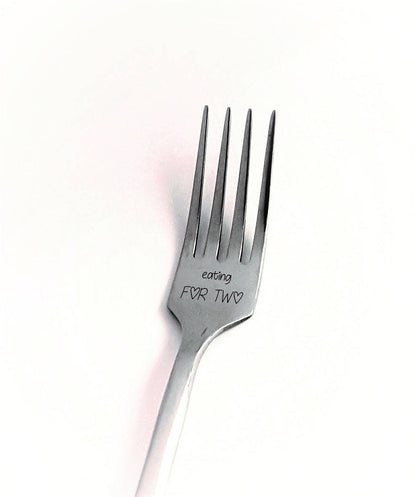 Engraved 'Eating For Two' Fork - Pregnancy Announcement Gift