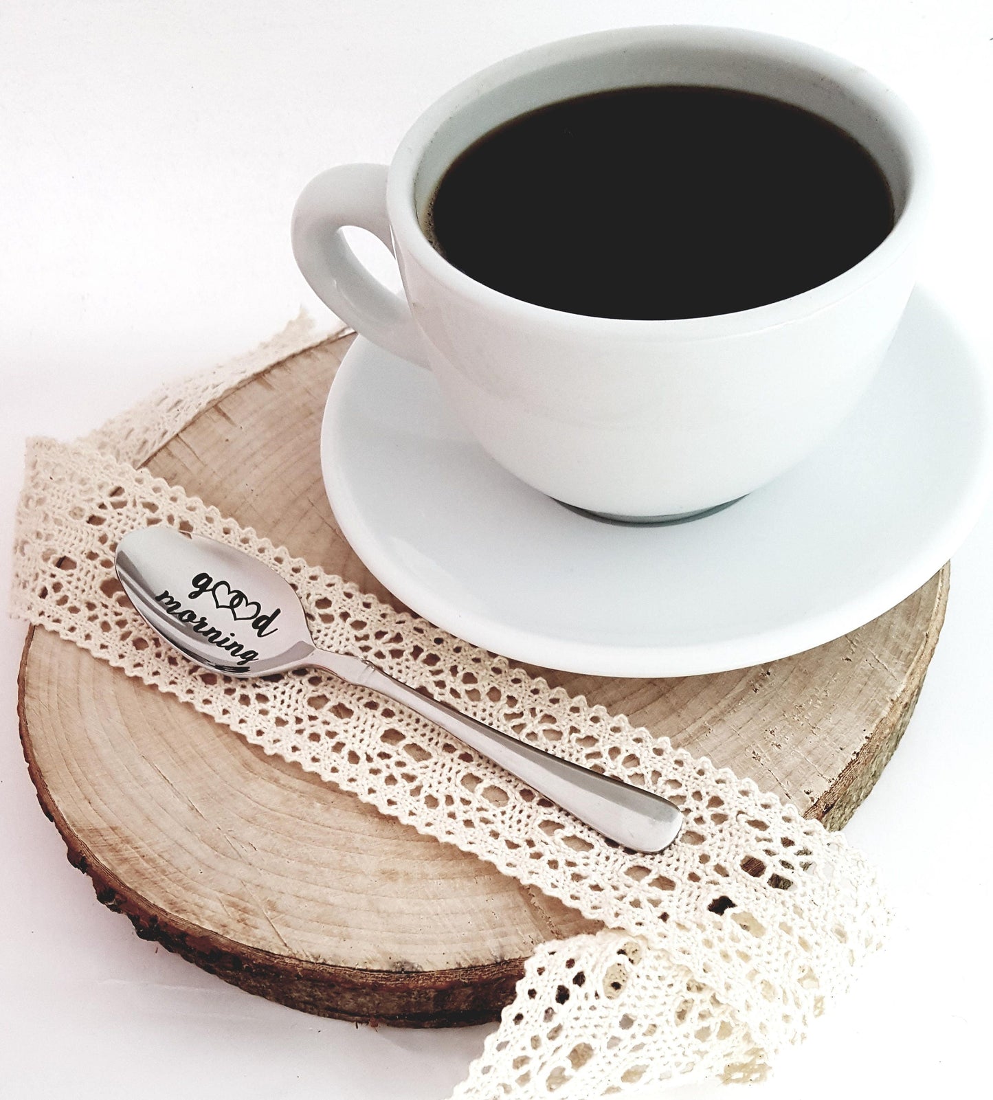 Kaffeelöffel mit eingraviertem Spruch GOOD MORNING, personalisiertes Geschenk für Freunde, Mutter, Vater, Weihnachtsgeschenk für Kaffeeliebhaber,