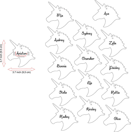 Wooden Unicorn Shape Unicorn Ornament Personalized Baby Birthday Tag Laser Cut Unicorn Head Silhouette Wood Unicorn with Engraved Name