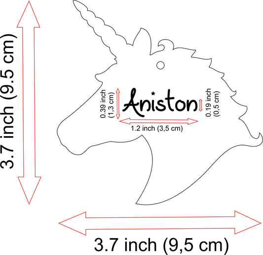 Wooden Unicorn Shape Unicorn Ornament Personalized Baby Birthday Tag Laser Cut Unicorn Head Silhouette Wood Unicorn with Engraved Name