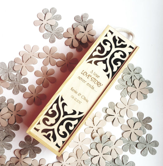 Wood Wine Box Personalized Wedding Box Wooden Anniversary Wine Box For Couple Custom Bride Shower Wine Gift Engraved Wedding Wine Ceremony