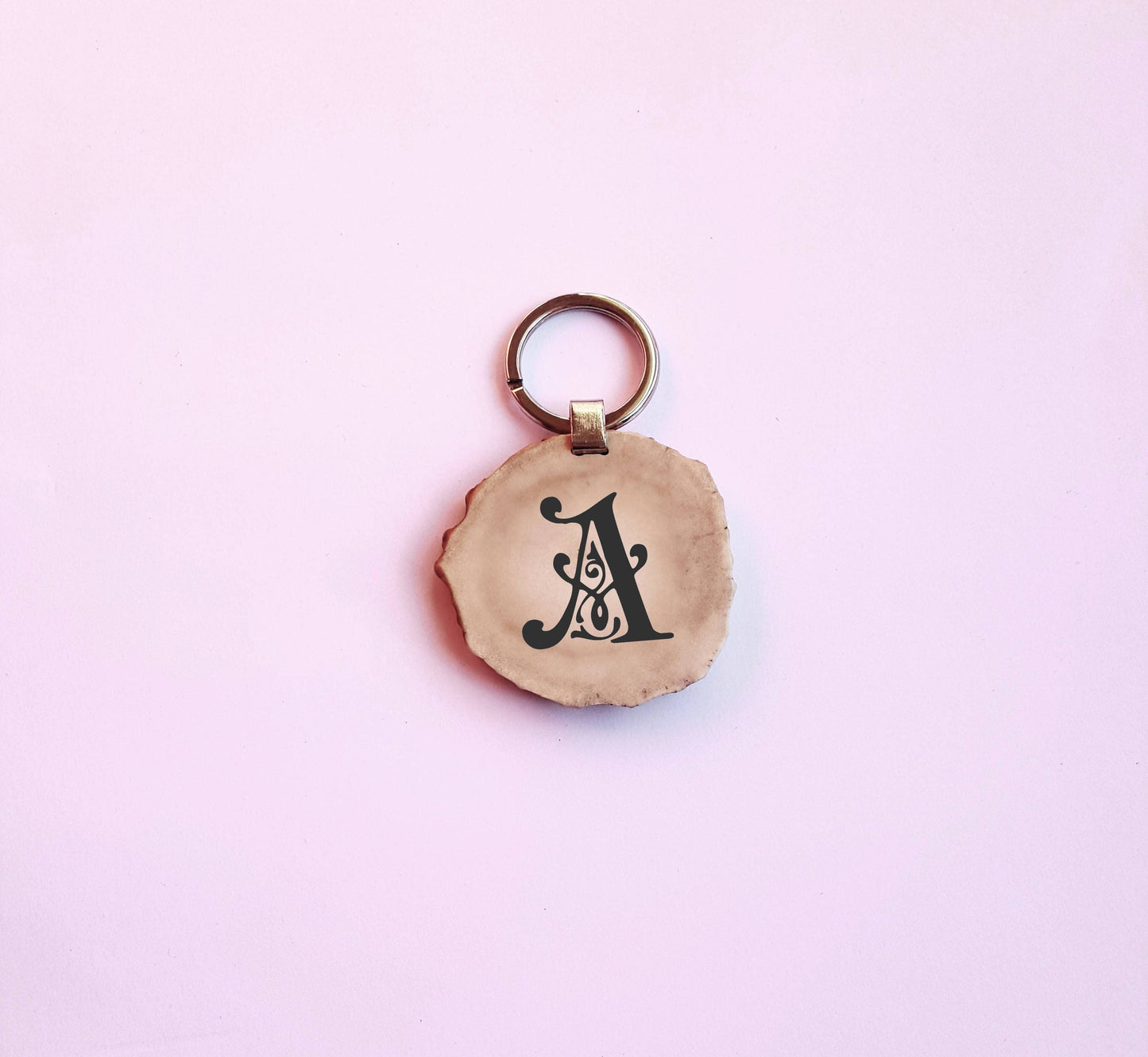 Keychain with engraved initial letter, Custom monogram keyring for mom, personalized monogramed gift, customized keychain