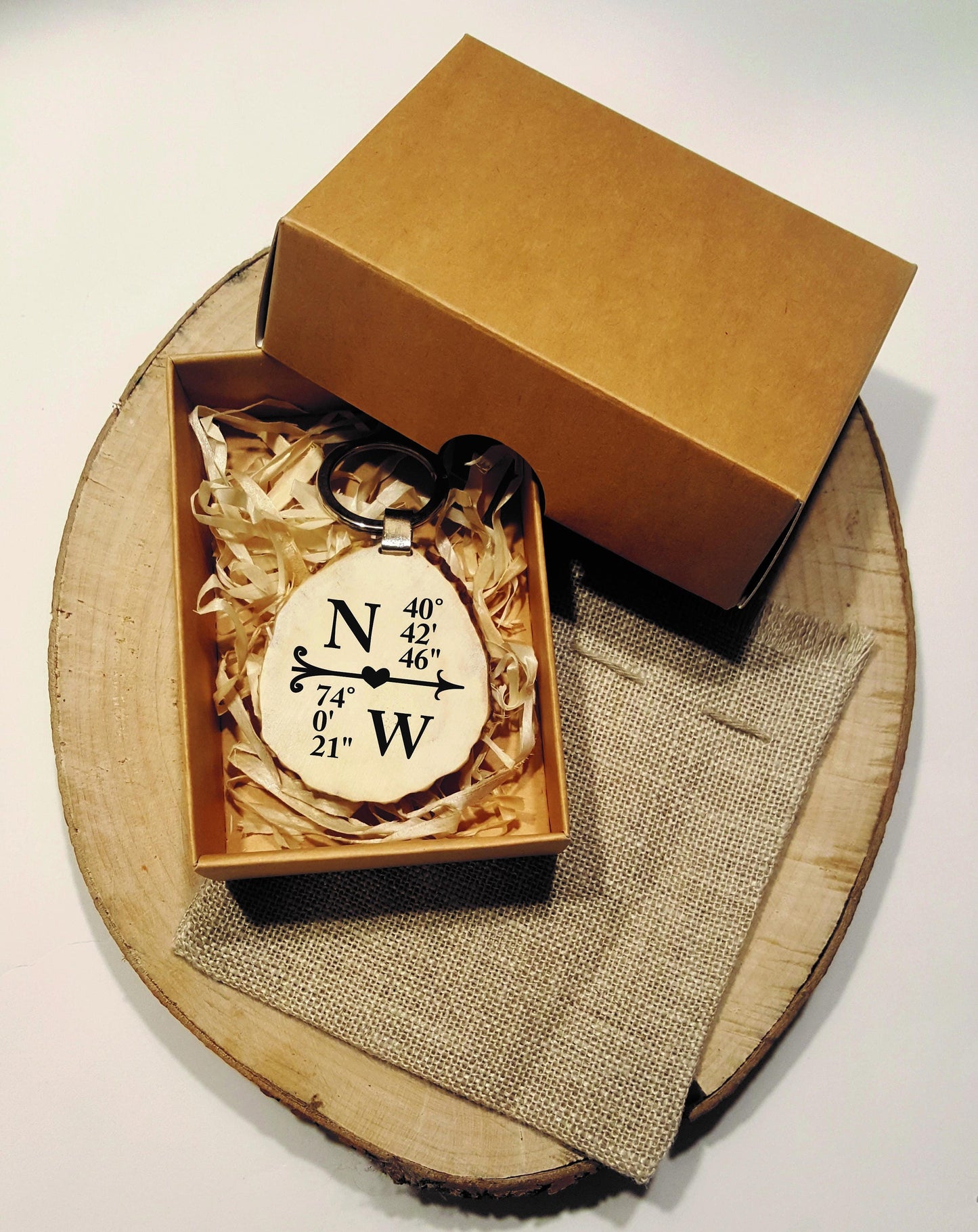 Engraved GPS Coordinates Keychain Set: Long Distance Gift