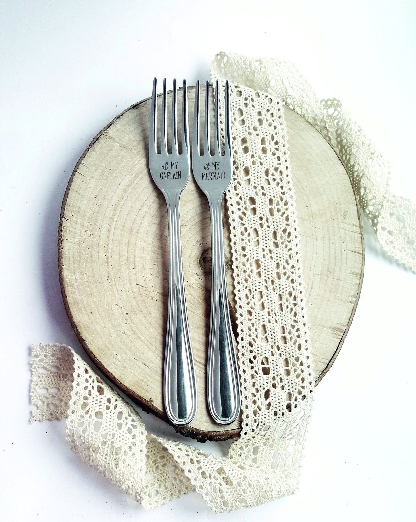 Engraved Anchor, Wedding Forks, Nautical Wedding Theme Bride and Groom, Beach Wedding Gift Idea, Engraved Forks, My Mermaid My Captain Gift