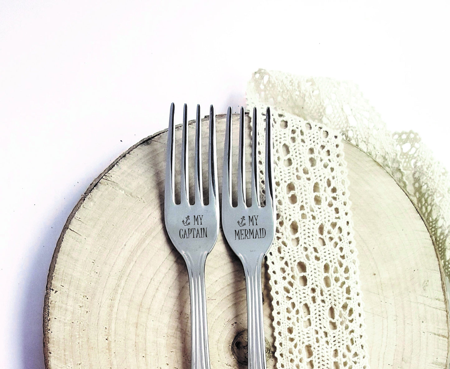 Engraved Anchor, Wedding Forks, Nautical Wedding Theme Bride and Groom, Beach Wedding Gift Idea, Engraved Forks, My Mermaid My Captain Gift